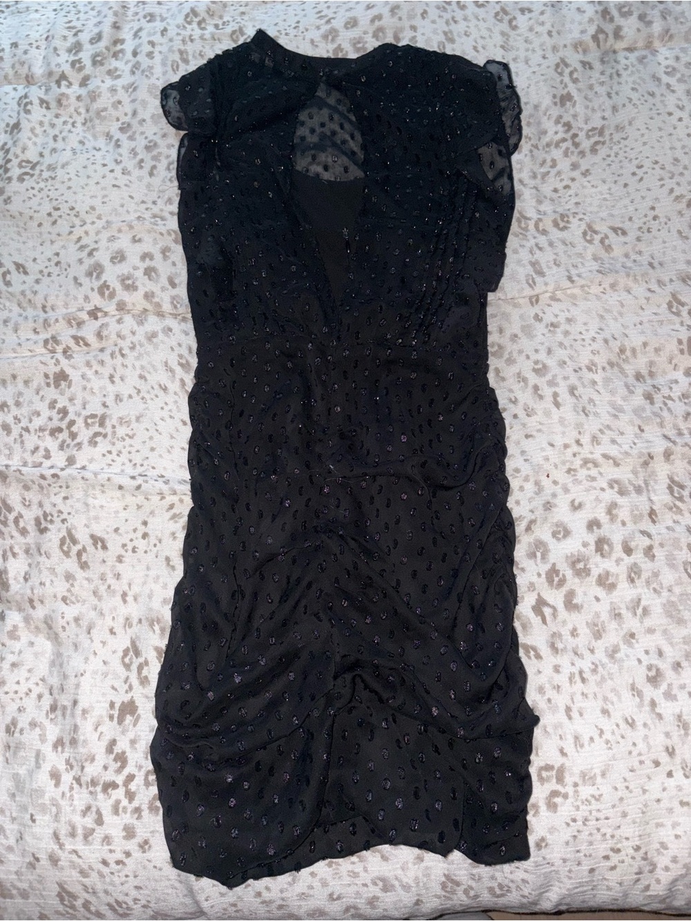 Express Black Sheer Ruffle Mini Dress - Picture 2 of 2